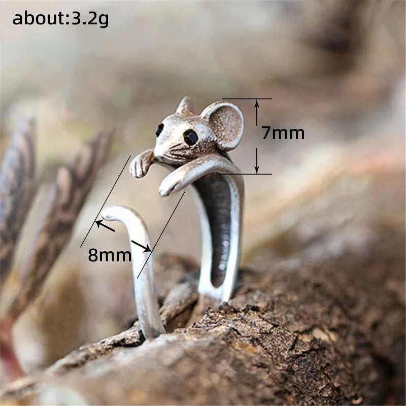 Whimsical Mouse Inspired Open Ring for Gothic and Fairy Grunge Styling