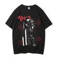 Crimson Blade Anime Graphic Oversized Washed Cotton Streetwear T-Shirt