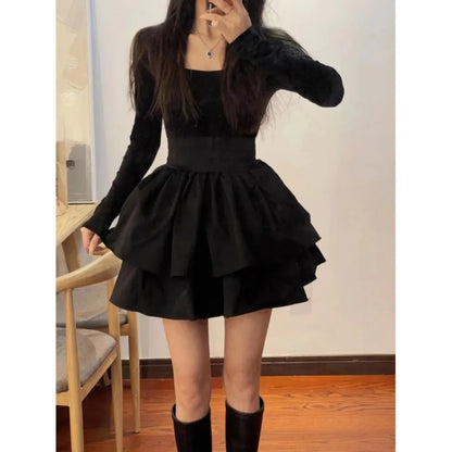 Layered Ruffle Gothic Dress for Kawaii Alternative Fashion