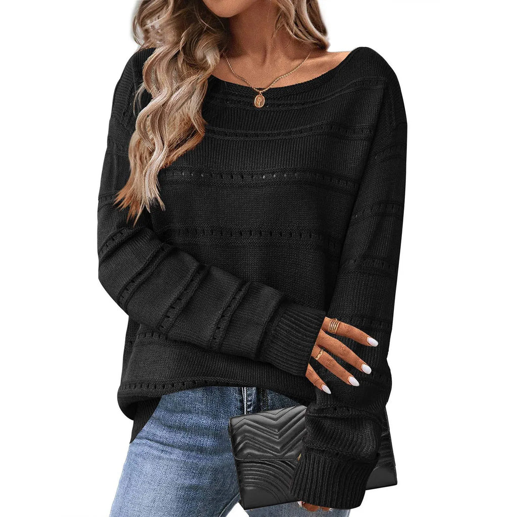 Women's Off Shoulder Loose Knit Sweater Contemporary Streetwear Pullover Top