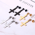 Gothic Cross Hoop Earrings for Punk and Alternative Statement Styling