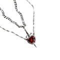Heart and Sword Pendant Necklace Set With Romantic Alternative Charm