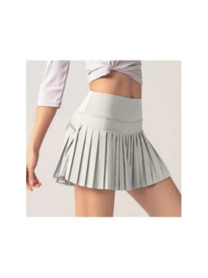 High Waist Pleated Tennis Skort with Built-In Shorts and Pockets