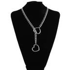 Heart Lariat Chain Necklace for Gothic Punk and Dark Feminine Fashion