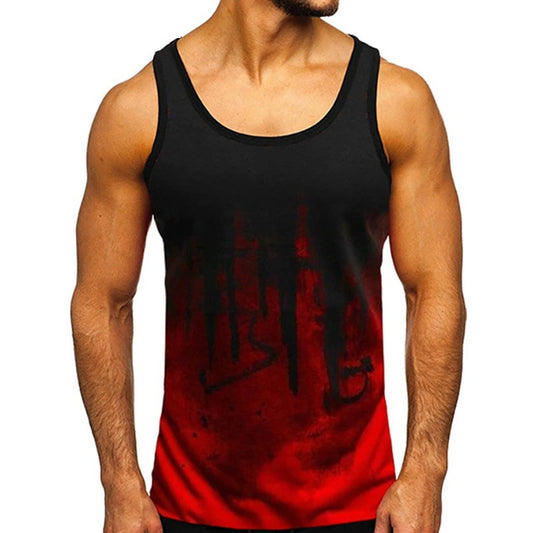 Dark Alternative Polyester Athletic Tank Top with Distressed Gothic Graphic Streetwear Design