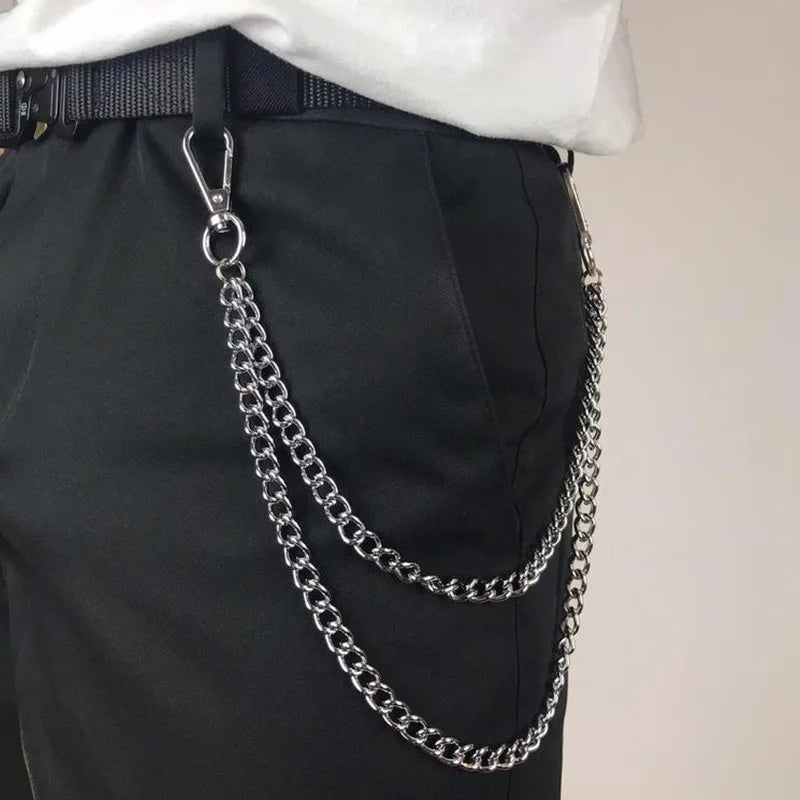 Celestial Layered Wallet Chain with Star Charms for Gothic Punk Styling