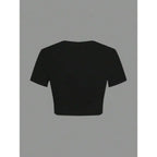 Alternative Graphic Crop Tee with Fitted Silhouette and Short Sleeve Streetwear Style