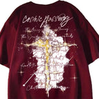 Oversized Script Cross Graphic Cotton T-Shirt with Artistic Streetwear Design
