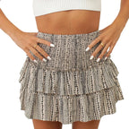 Tiered Ruffle Mini Skirt with Textured Pleated Streetwear Styling