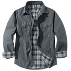 Men's Plaid-Lined Utility Overshirt Jacket with Vintage Casual Styling