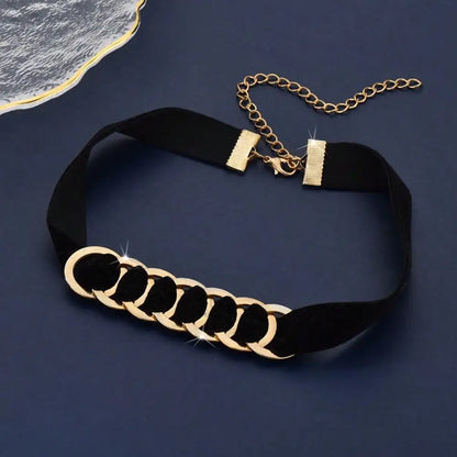 Velvet Link Choker Necklace for Gothic Minimalist Alternative Fashion Styling