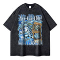 Anime Goth Oversized Graphic Tee with Retro Dragon Manga Aesthetic