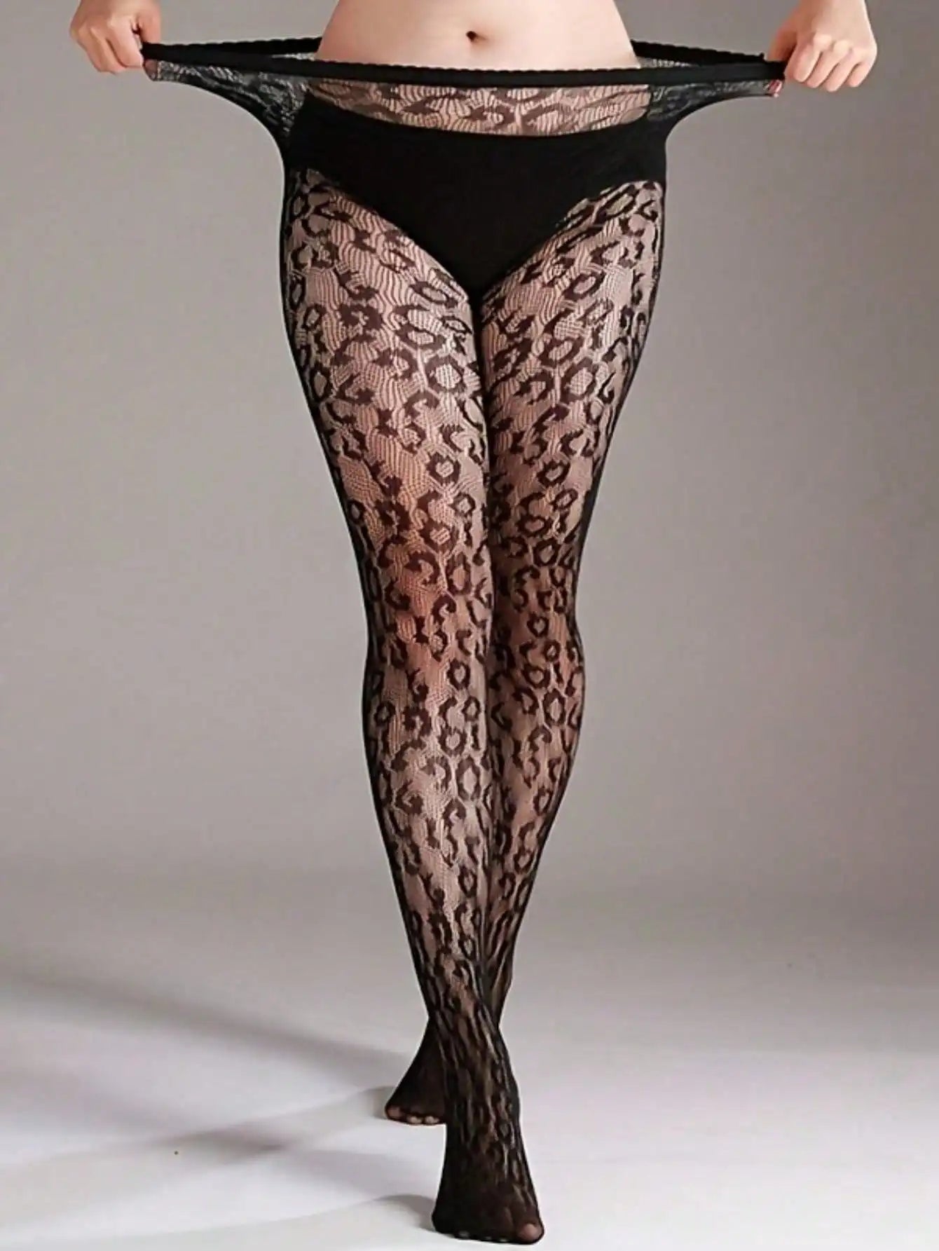 Leopard Pattern Fishnet Stockings Stretch Mesh Alternative Fashion Tights