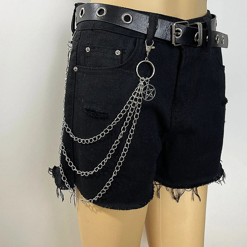 Celestial Layered Wallet Chain with Star Charms for Gothic Punk Styling