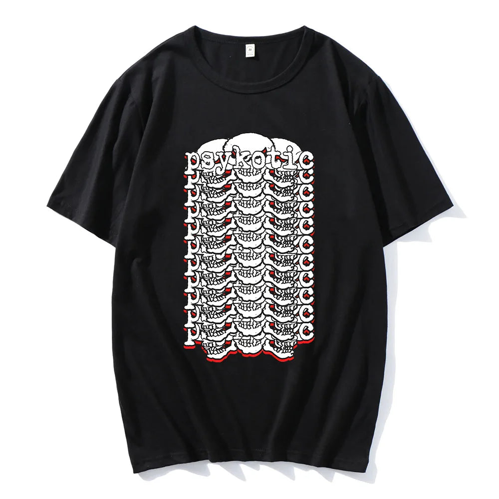 Abstract Skeletal Graphic Cotton Streetwear T-Shirt with Bold Center Print