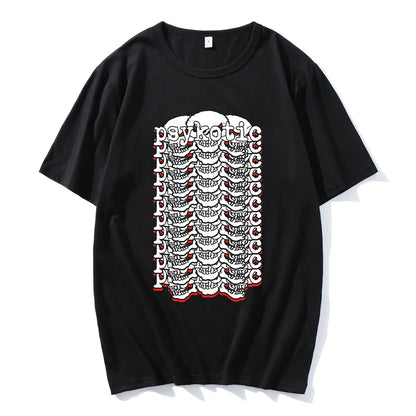 Abstract Skeletal Graphic Cotton Streetwear T-Shirt with Bold Center Print