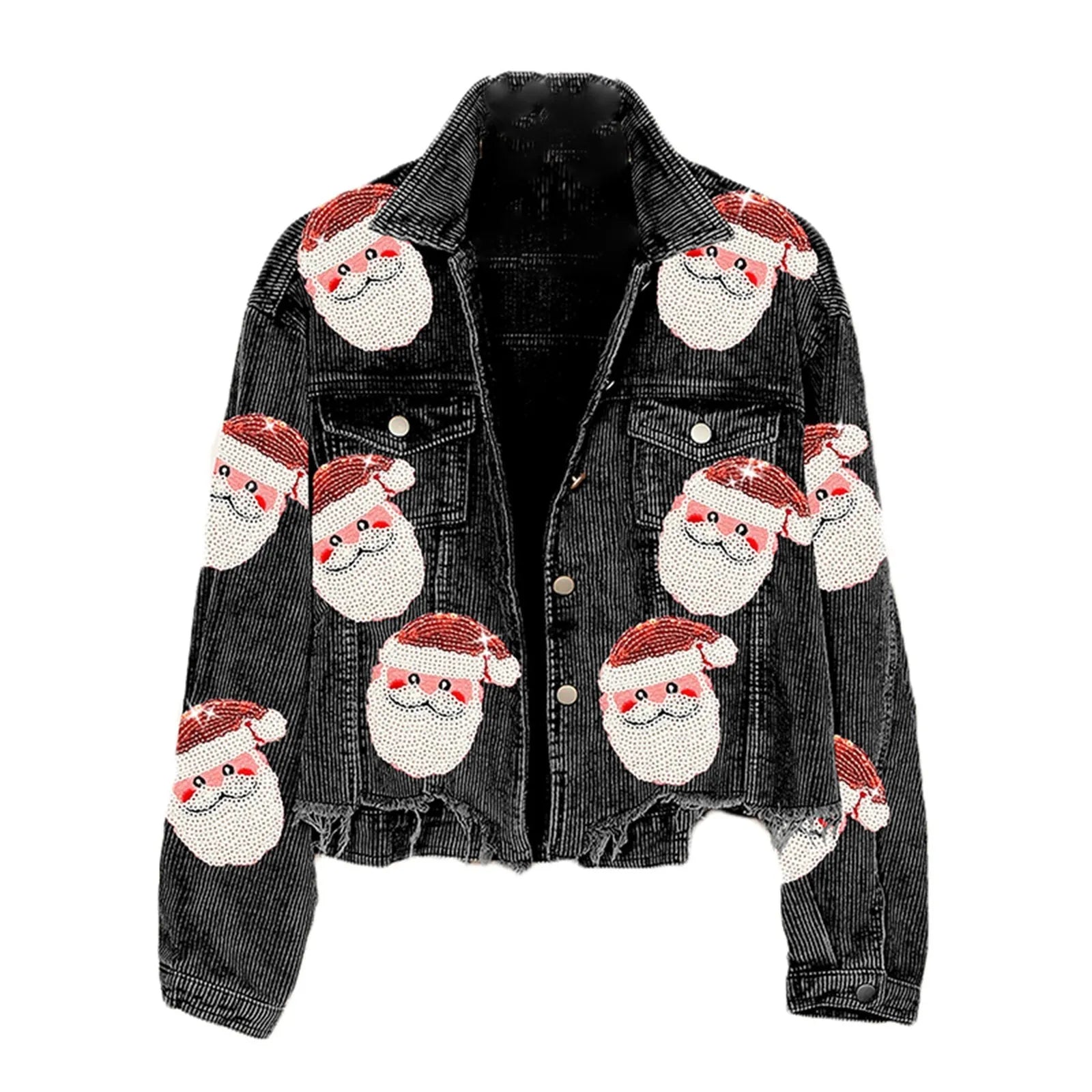 Women's Festive Pattern Button Front Knit Cardigan Cozy Holiday Casual Layering Jacket