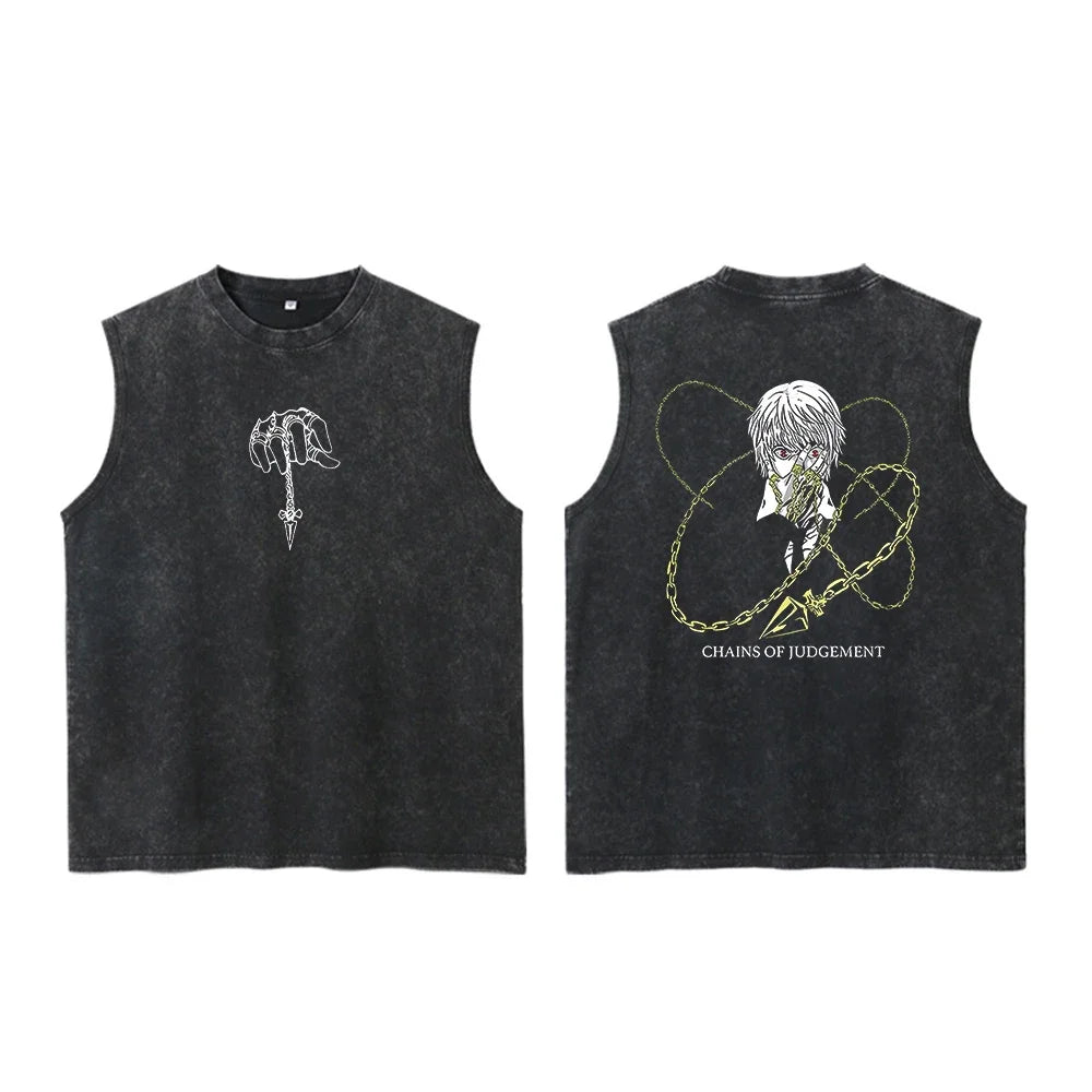 Anime Cosmic Skull Graphic Washed Sleeveless Tank Top