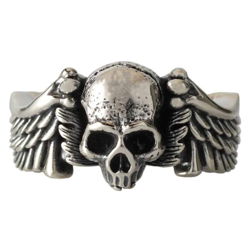 Winged Skull Statement Ring for Gothic Punk and Alternative Fashion