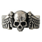 Winged Skull Statement Ring for Gothic Punk and Alternative Fashion