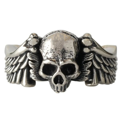 Winged Skull Statement Ring for Gothic Punk and Alternative Fashion