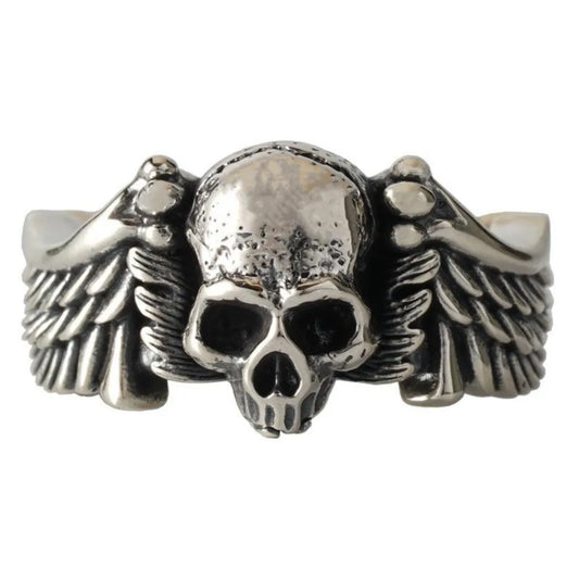 Winged Skull Statement Ring for Gothic Punk and Alternative Fashion