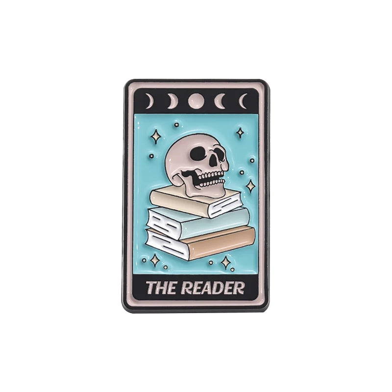 Stay Weird Skeleton Reader Gothic Enamel Pin for Alternative Fashion Styling