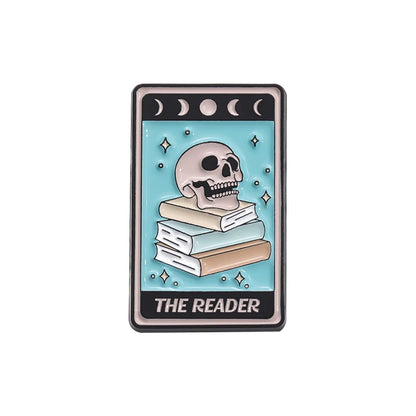 Stay Weird Skeleton Reader Gothic Enamel Pin for Alternative Fashion Styling