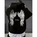 Winged Anime Goth Streetwear Oversized Pullover Hoodie