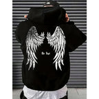 Winged Anime Goth Streetwear Oversized Pullover Hoodie