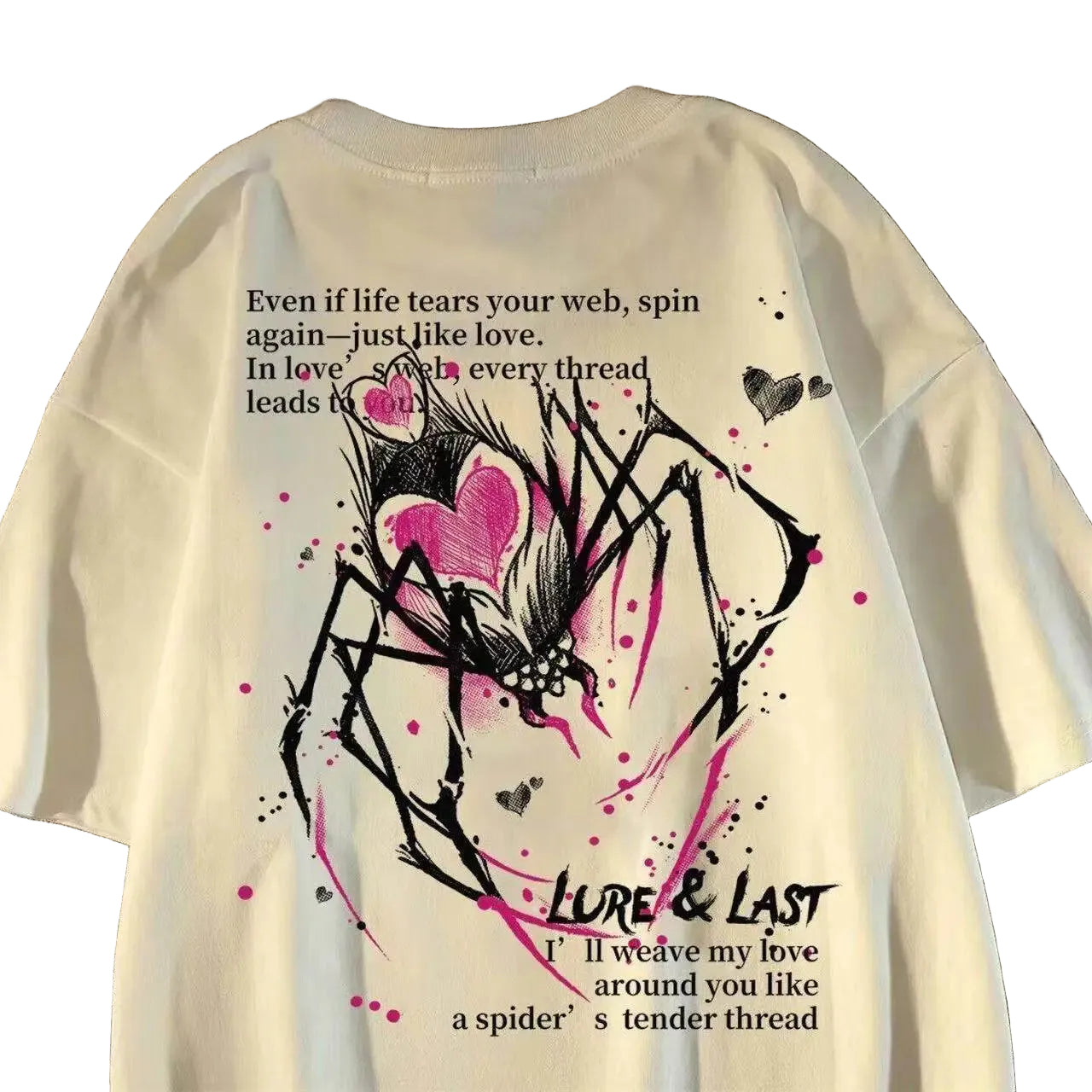 Oversized Spider Graphic Streetwear T-Shirt with Abstract Typography Artwork