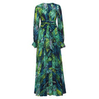 Flowing Tropical Print Bohemian Alternative Fashion Maxi Dress