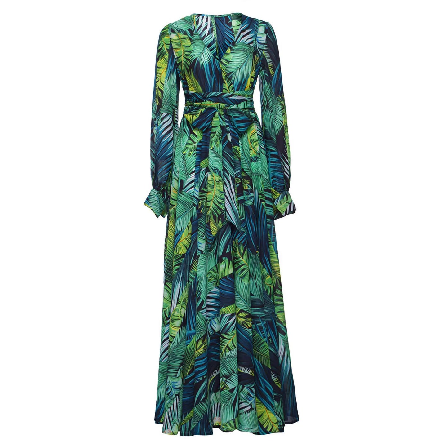 Flowing Tropical Print Bohemian Alternative Fashion Maxi Dress