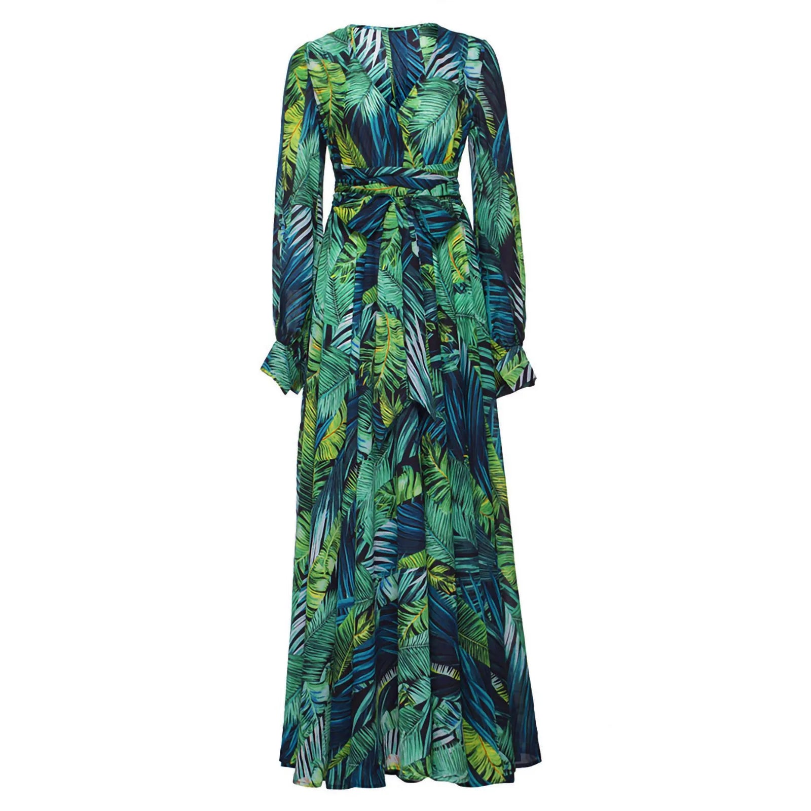 Flowing Tropical Print Bohemian Alternative Fashion Maxi Dress