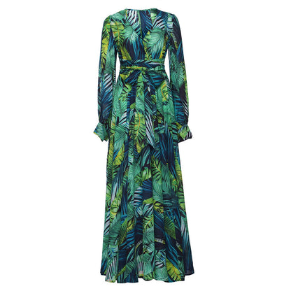 Flowing Tropical Print Bohemian Alternative Fashion Maxi Dress