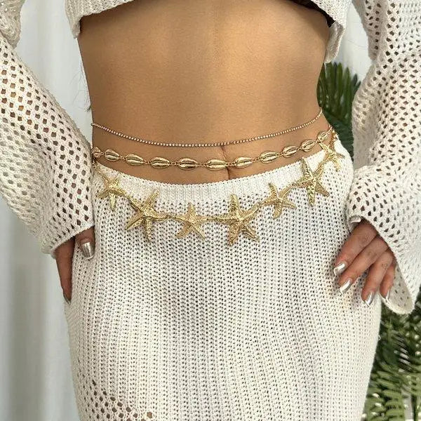 Coastal Star Charm Waist Chain for Beach Inspired Alternative Fashion Looks