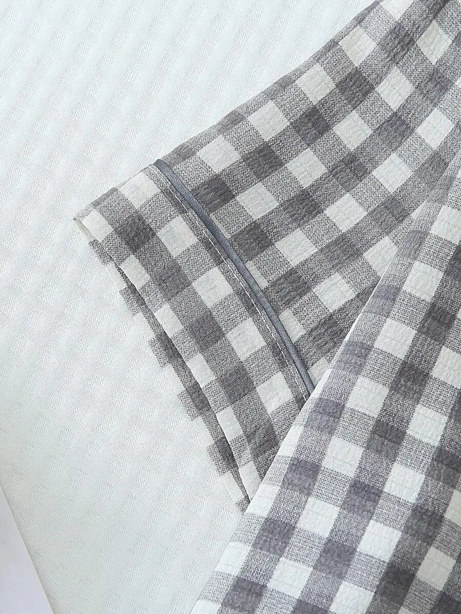 Women's Plaid Short Sleeve Pajama Shorts Co-Ord Set Lightweight Sleepwear
