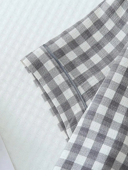 Women's Plaid Short Sleeve Pajama Shorts Co-Ord Set Lightweight Sleepwear