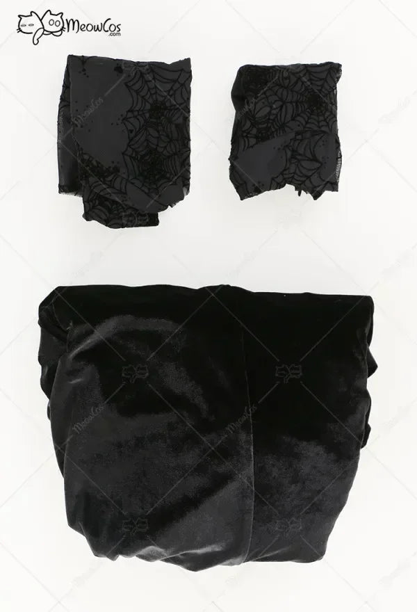 Women's Gothic Velvet Maxi Dress with Flared Mesh Sleeves and Elegant Alternative Styling