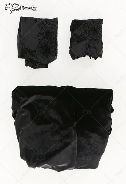Women's Gothic Velvet Maxi Dress with Flared Mesh Sleeves and Elegant Alternative Styling