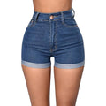 Women's High Waist Denim Shorts with Rolled Hem Slim Fit and Classic Everyday Style