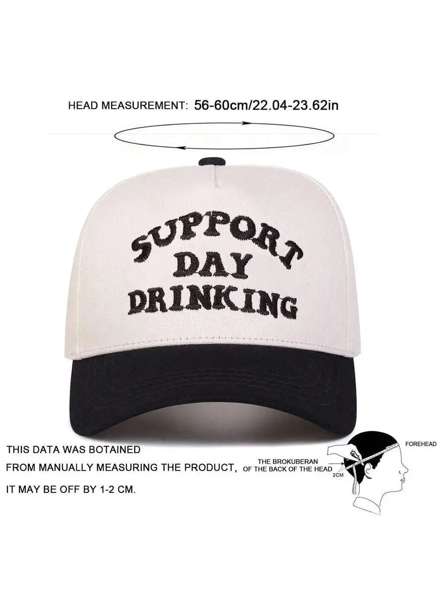 Men's Cotton Baseball Cap with Embroidered Typography and Patterned Curved Brim for Casual Style