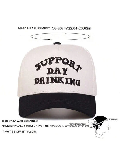 Men's Cotton Baseball Cap with Embroidered Typography and Patterned Curved Brim for Casual Style