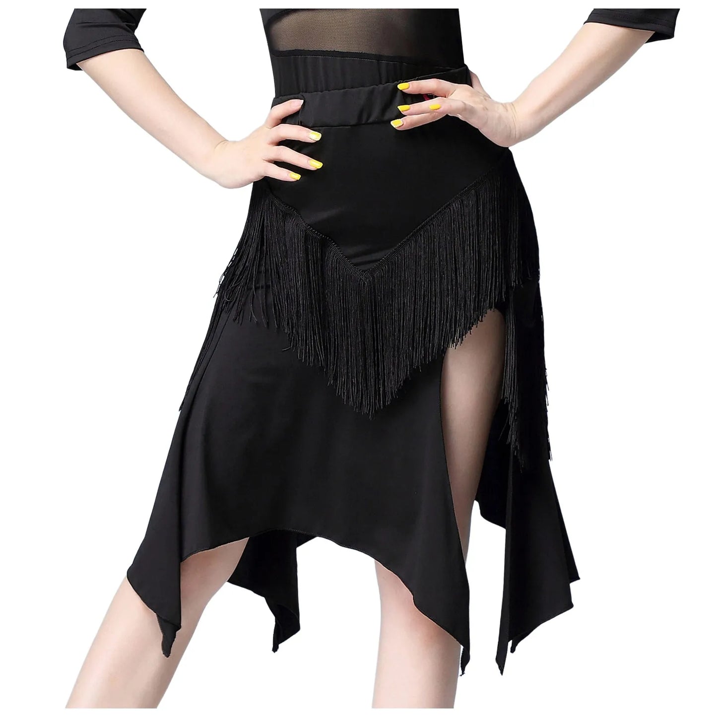 High Waist Irregular Tassel Wrap Mini Skirt for Festival Styling