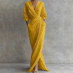 Minimalist Draped Maxi Dress with Relaxed Elegant Fashion Styling