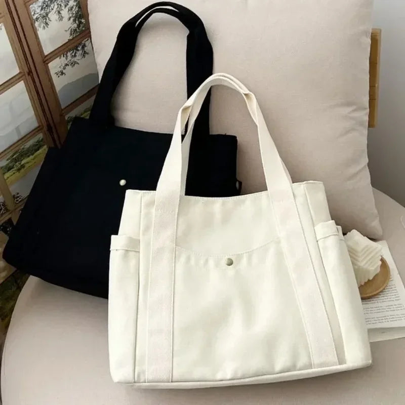 Large Capacity Utility Canvas Tote Shoulder Bag with Everyday Carry Design
