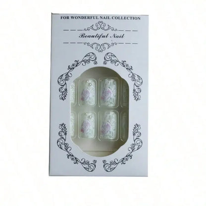 Elegant Lace Pattern Press On Nails with Romantic Vintage Inspired Artwork