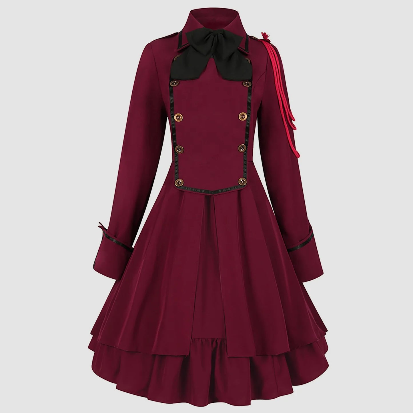 Military Style Gothic Lolita Coat Dress with Structured Elegant Design