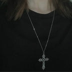 Vintage Gothic Ornate Cross Pendant Necklace for Alternative and Dark Fashion