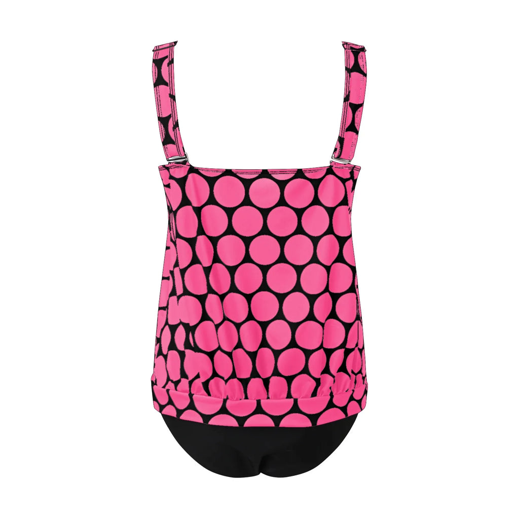 Plus Size Retro Animal Print Tankini Set with Ruched Swim Top and Matching Boyshort Bottom